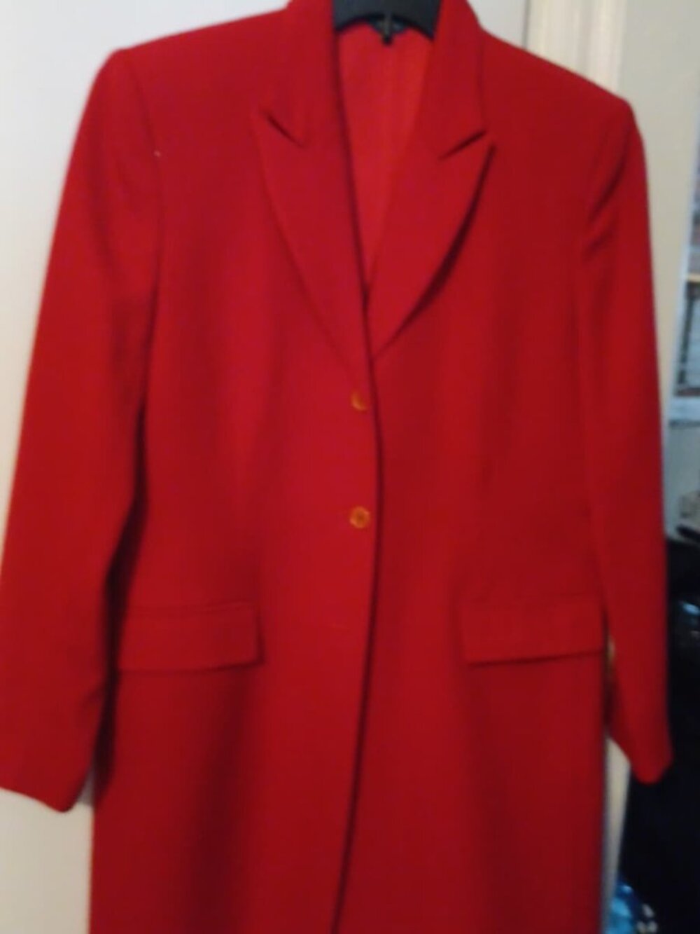 H&W Woolmark ladies red jacket long and long sleeves size 8